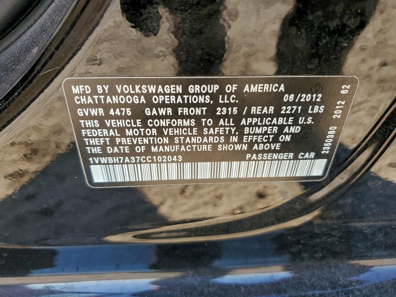 2012 VOLKSWAGEN PASSAT SE photo 12