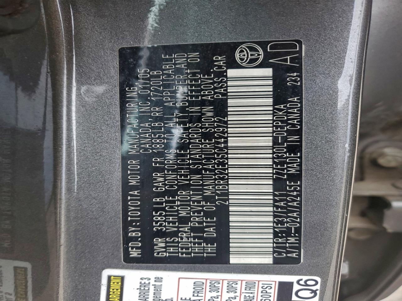 2005 TOYOTA COROLLA CE photo 12