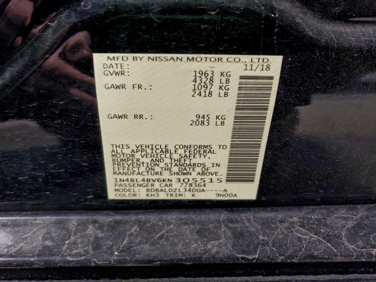 2019 NISSAN ALTIMA S photo 12