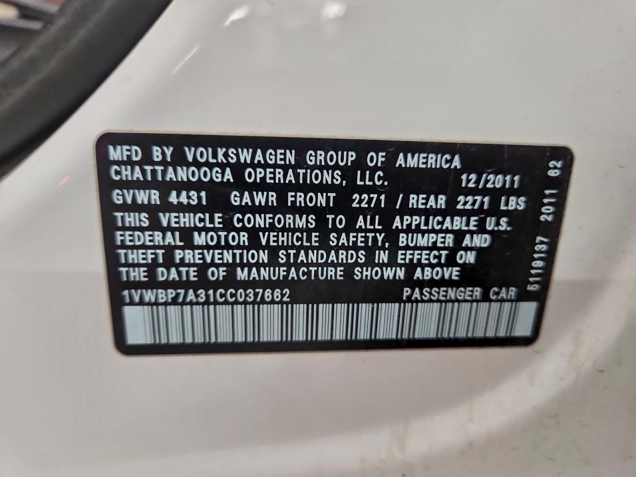 2012 VOLKSWAGEN PASSAT SE photo 34