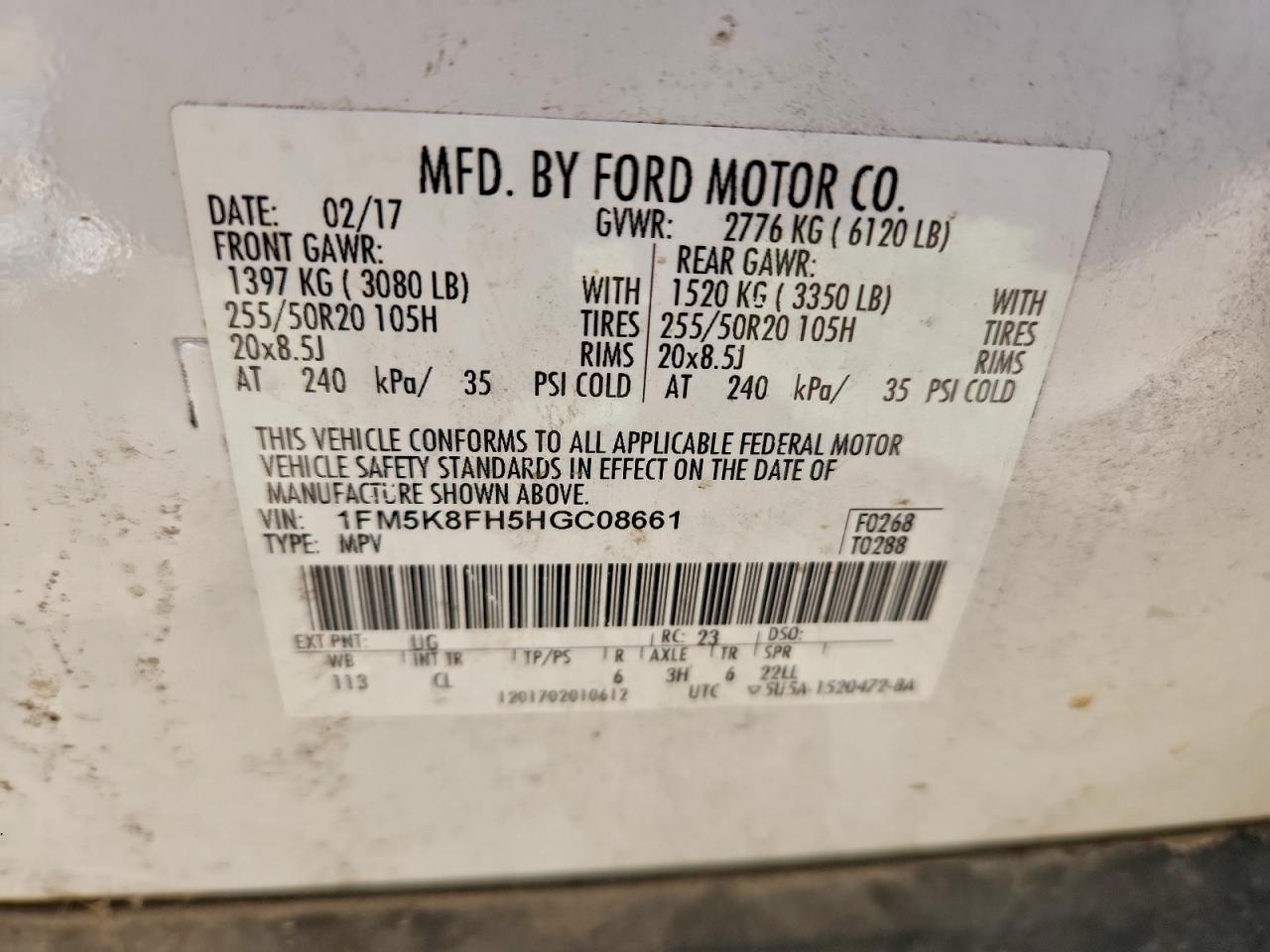 2017 FORD EXPLORER LIMITED photo 40
