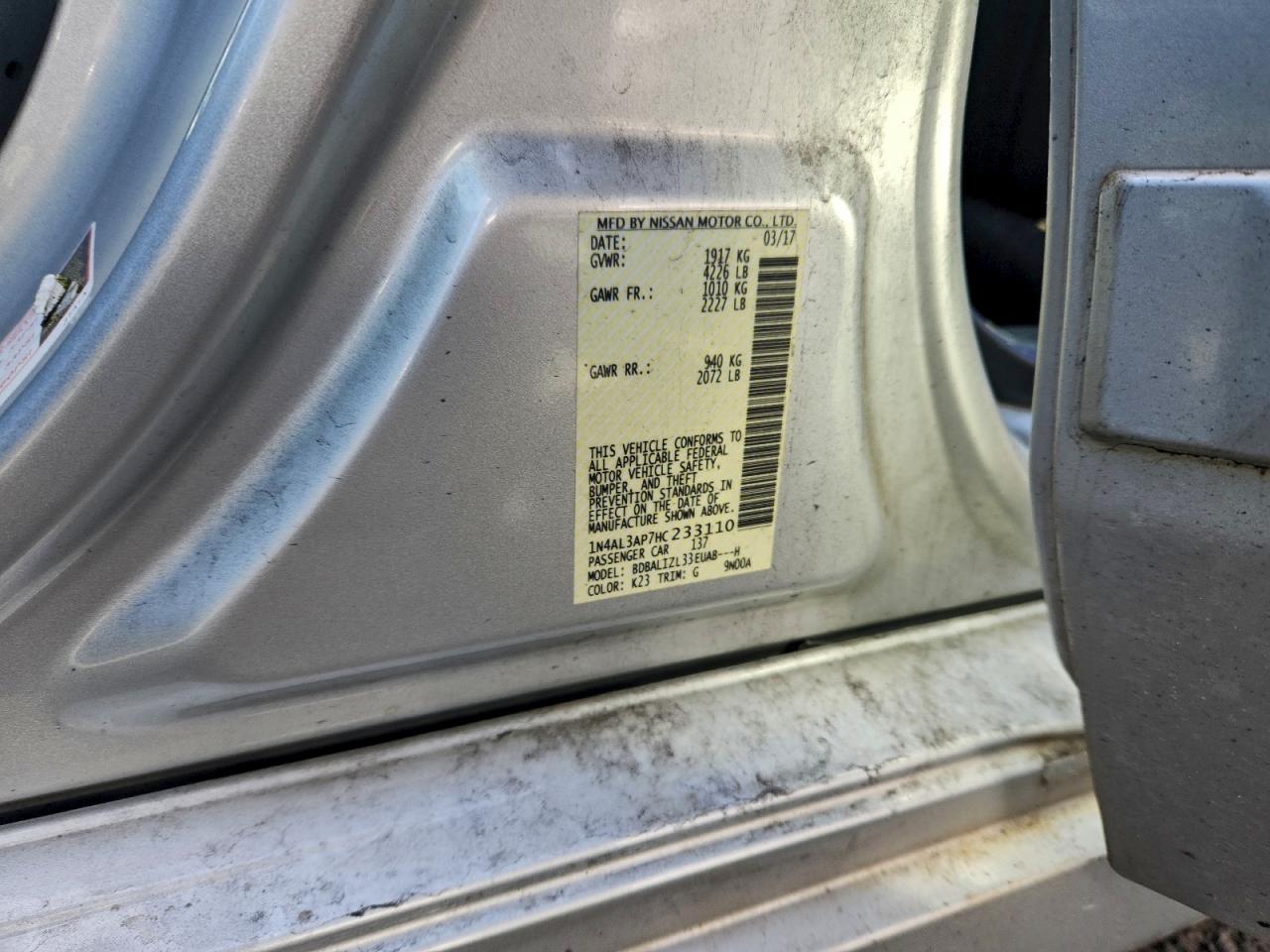 2017 NISSAN ALTIMA 2.5 photo 12