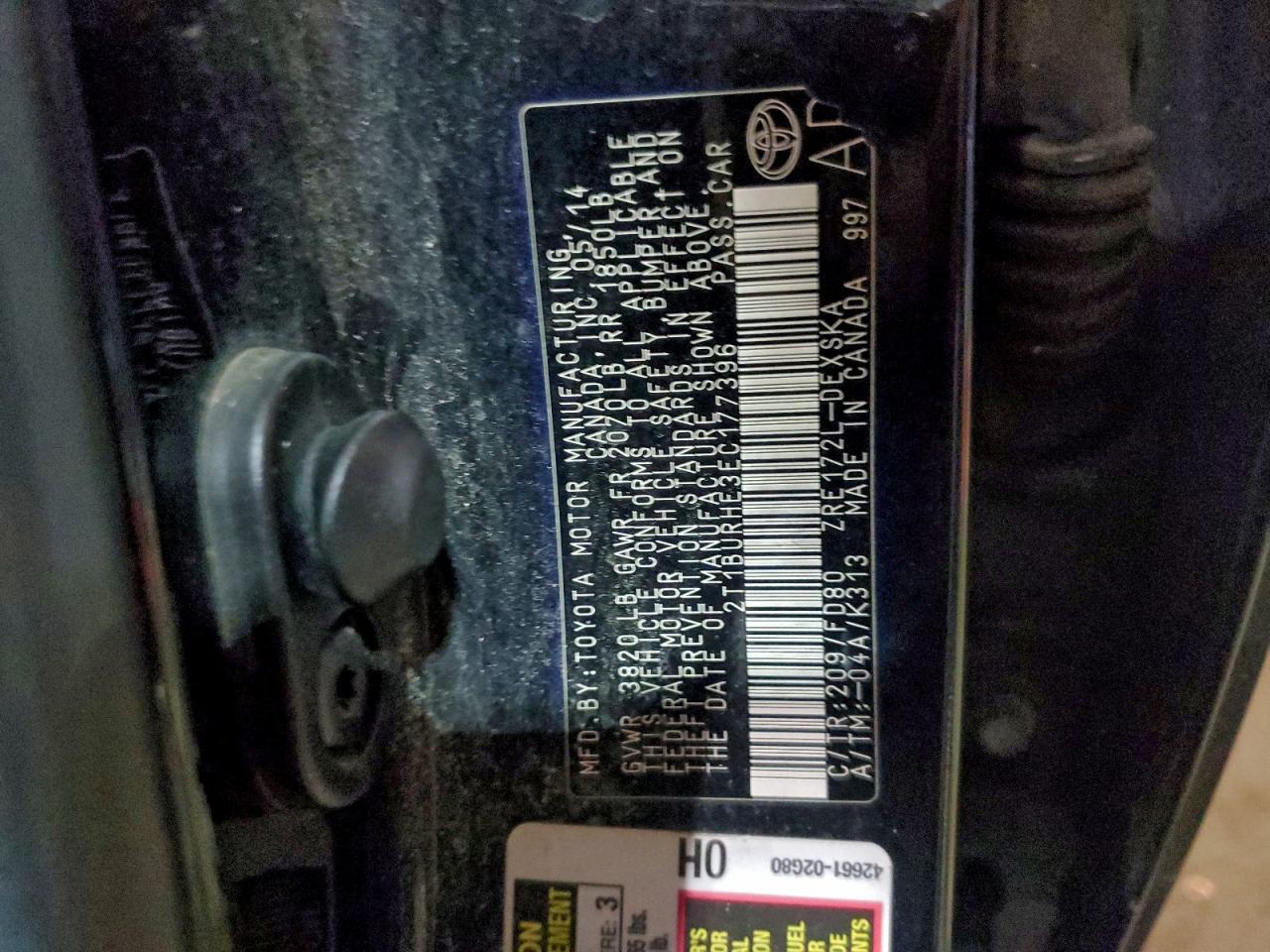 2014 TOYOTA COROLLA L photo 12