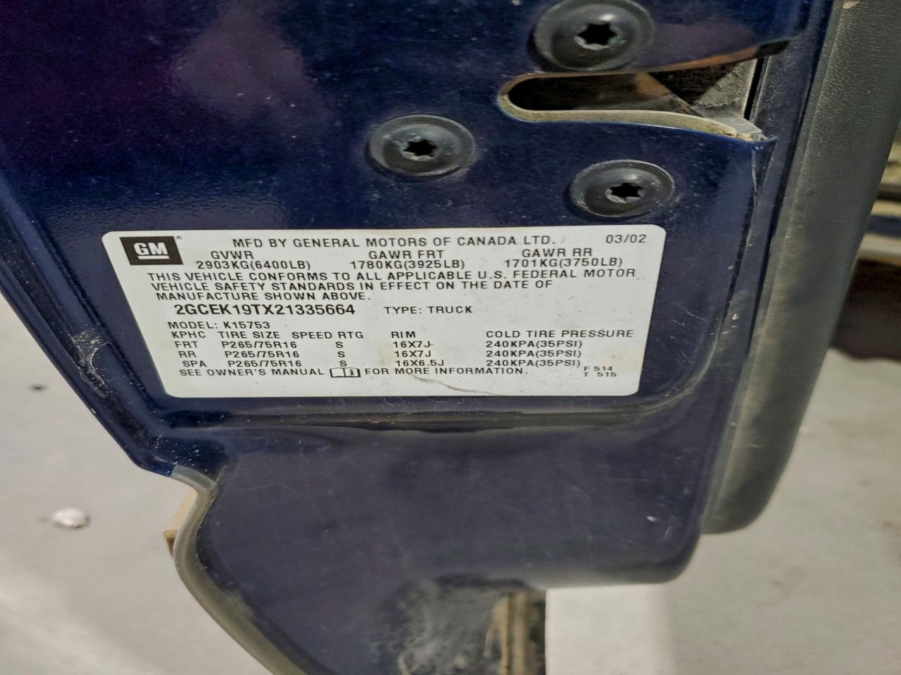 2002 CHEVROLET SILVERADO K1500 photo 23