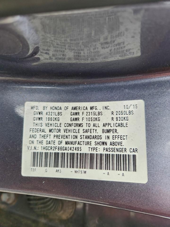 2016 HONDA ACCORD EXL photo 12