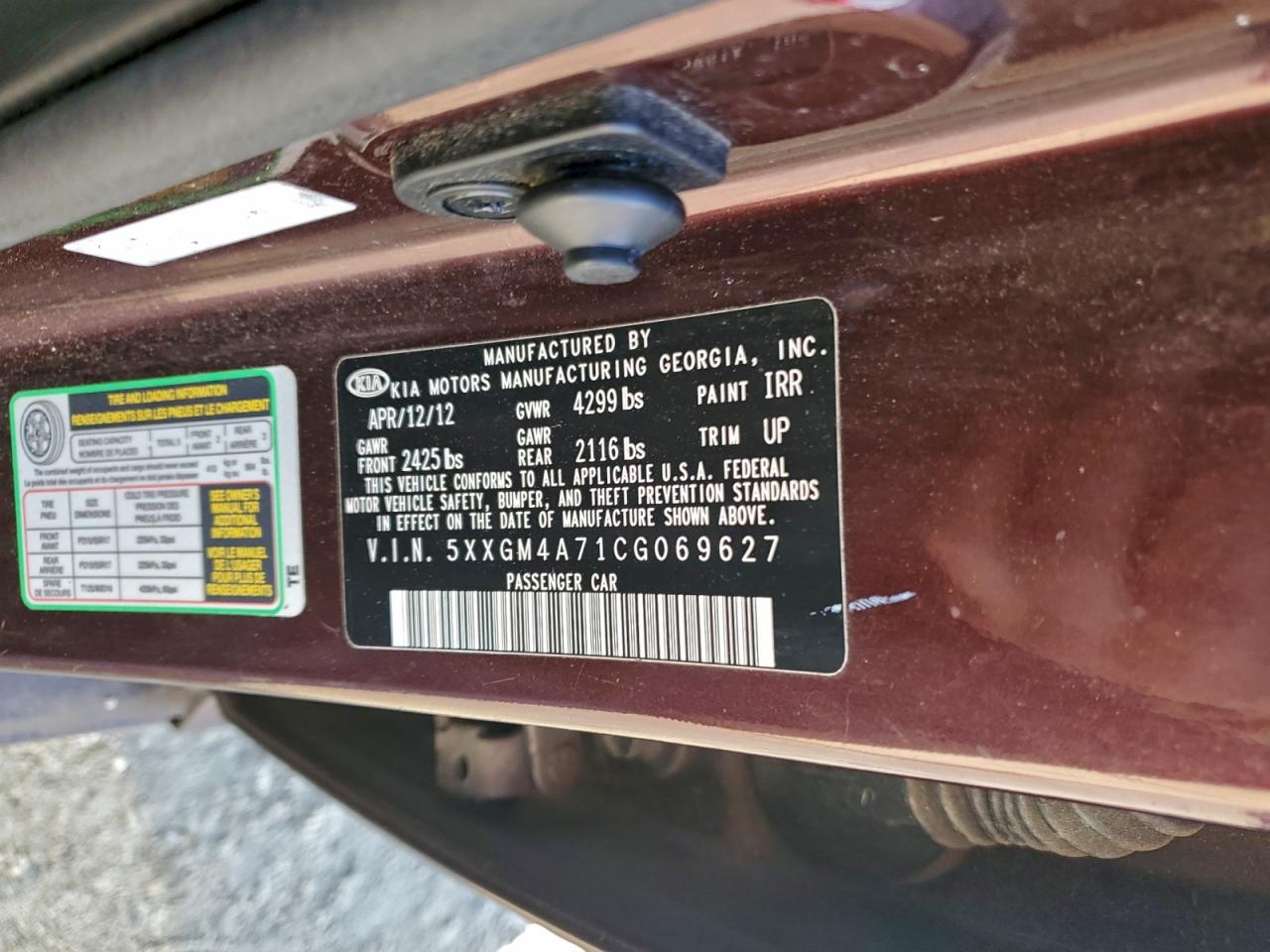 2012 KIA OPTIMA LX photo 12