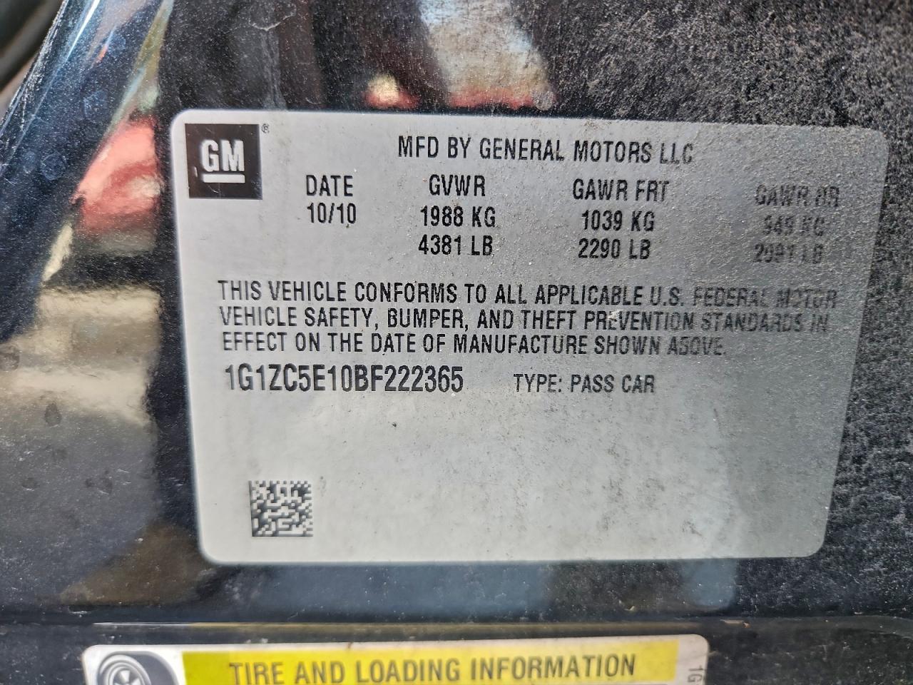 2011 CHEVROLET MALIBU 1LT photo 12
