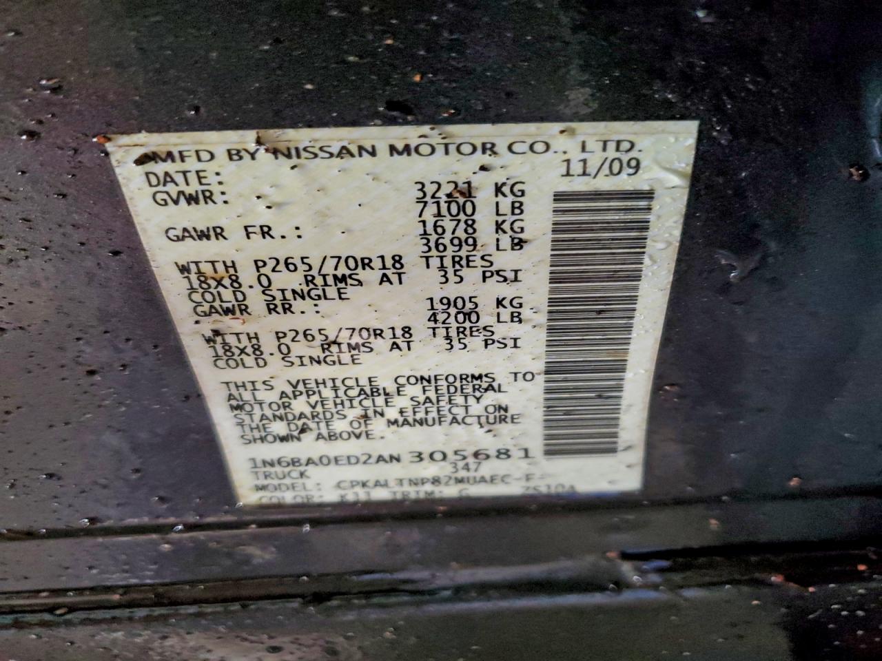 2010 NISSAN TITAN XE photo 12