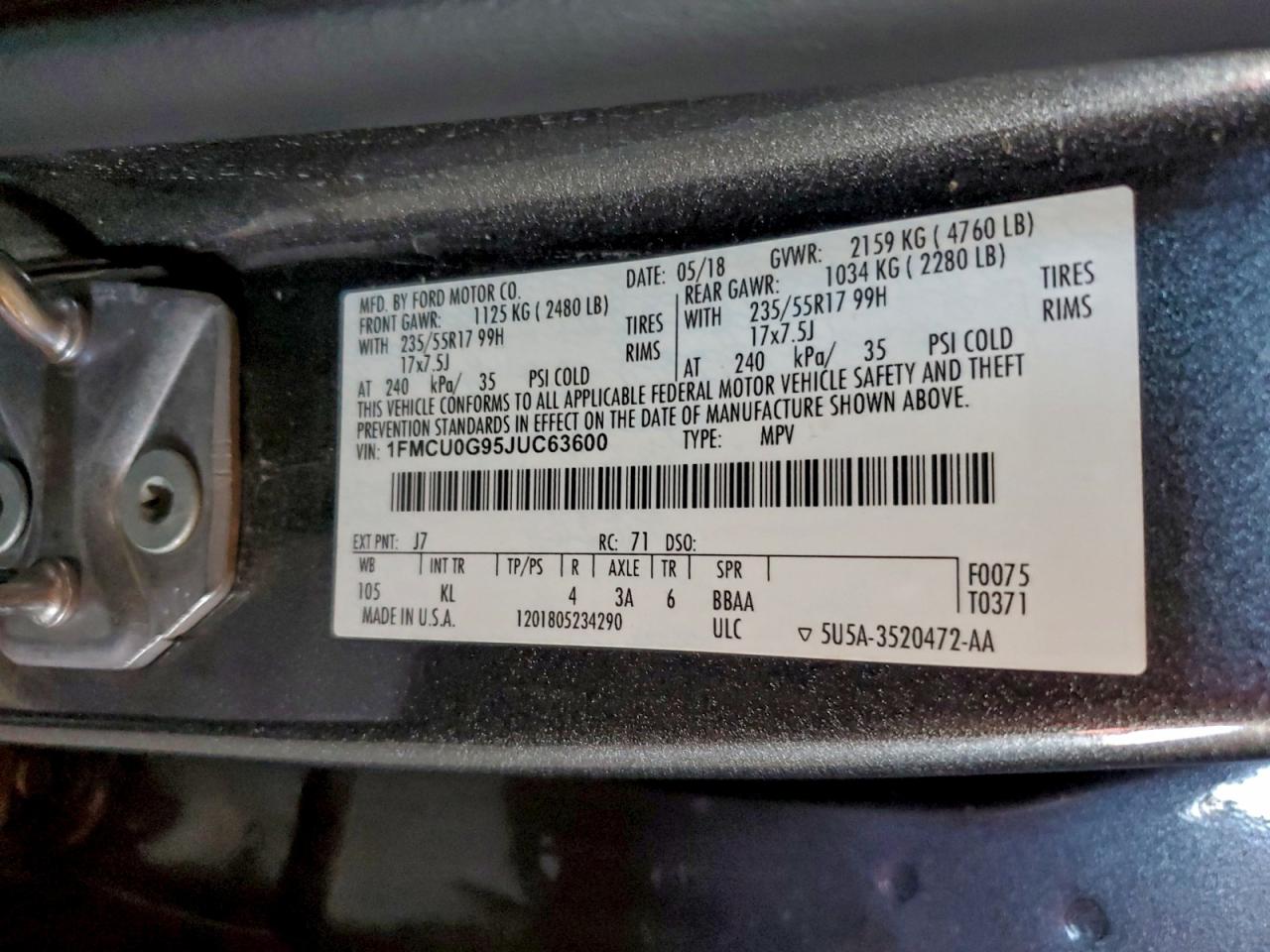 2018 FORD ESCAPE SE photo 13