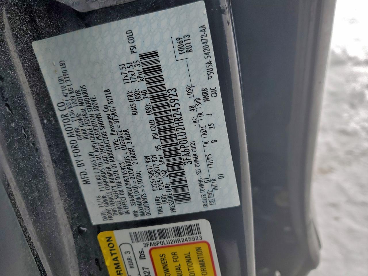 2017 FORD FUSION SE HYBRID photo 34