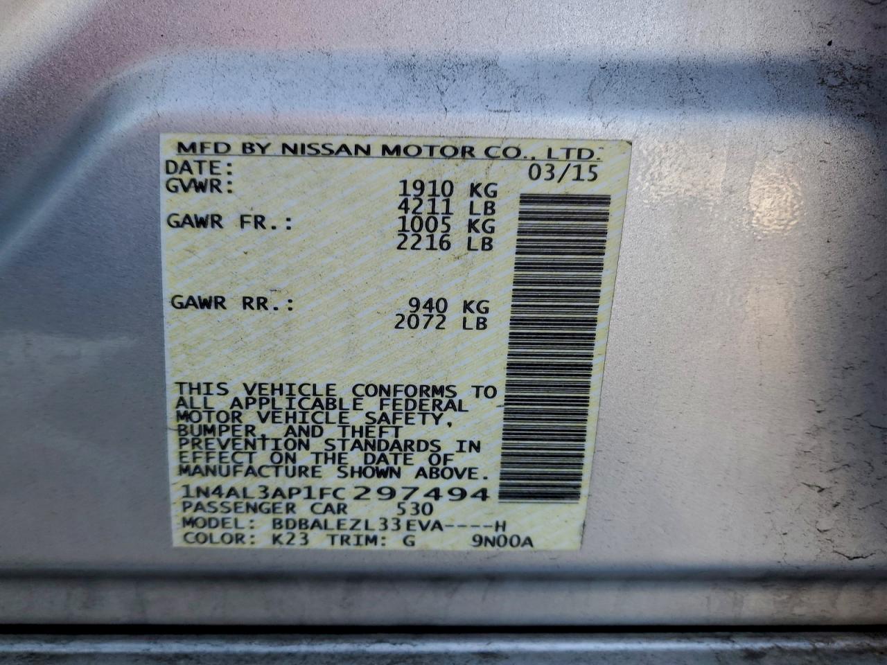 2015 NISSAN ALTIMA 2.5 photo 25