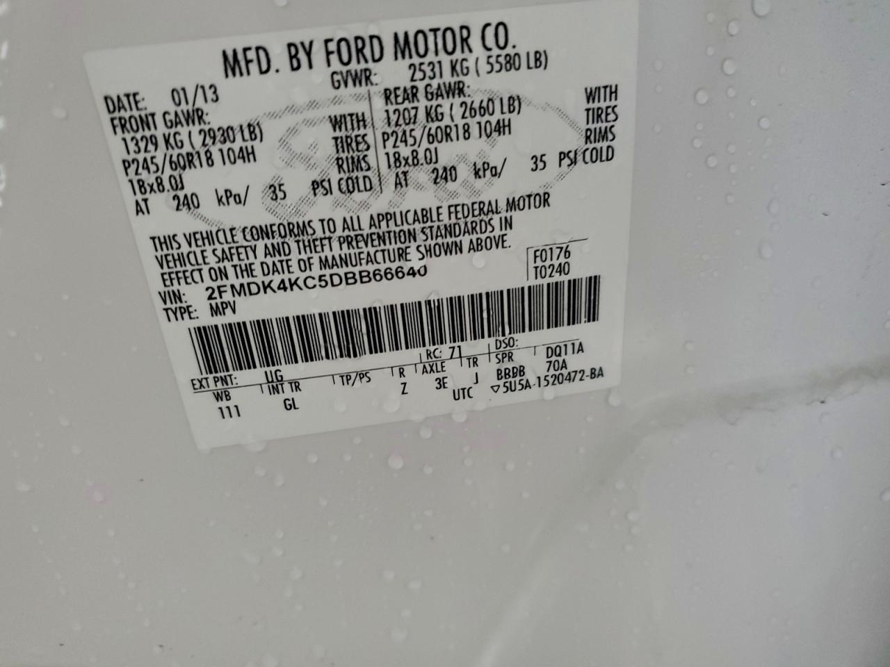 2013 FORD EDGE LIMITED photo 13