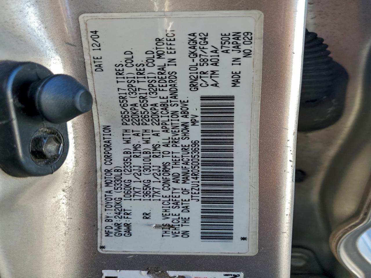 2005 TOYOTA 4RUNNER SR5 photo 13