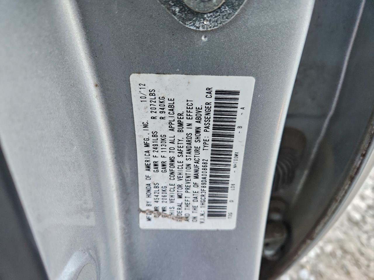 2013 HONDA ACCORD EXL photo 12