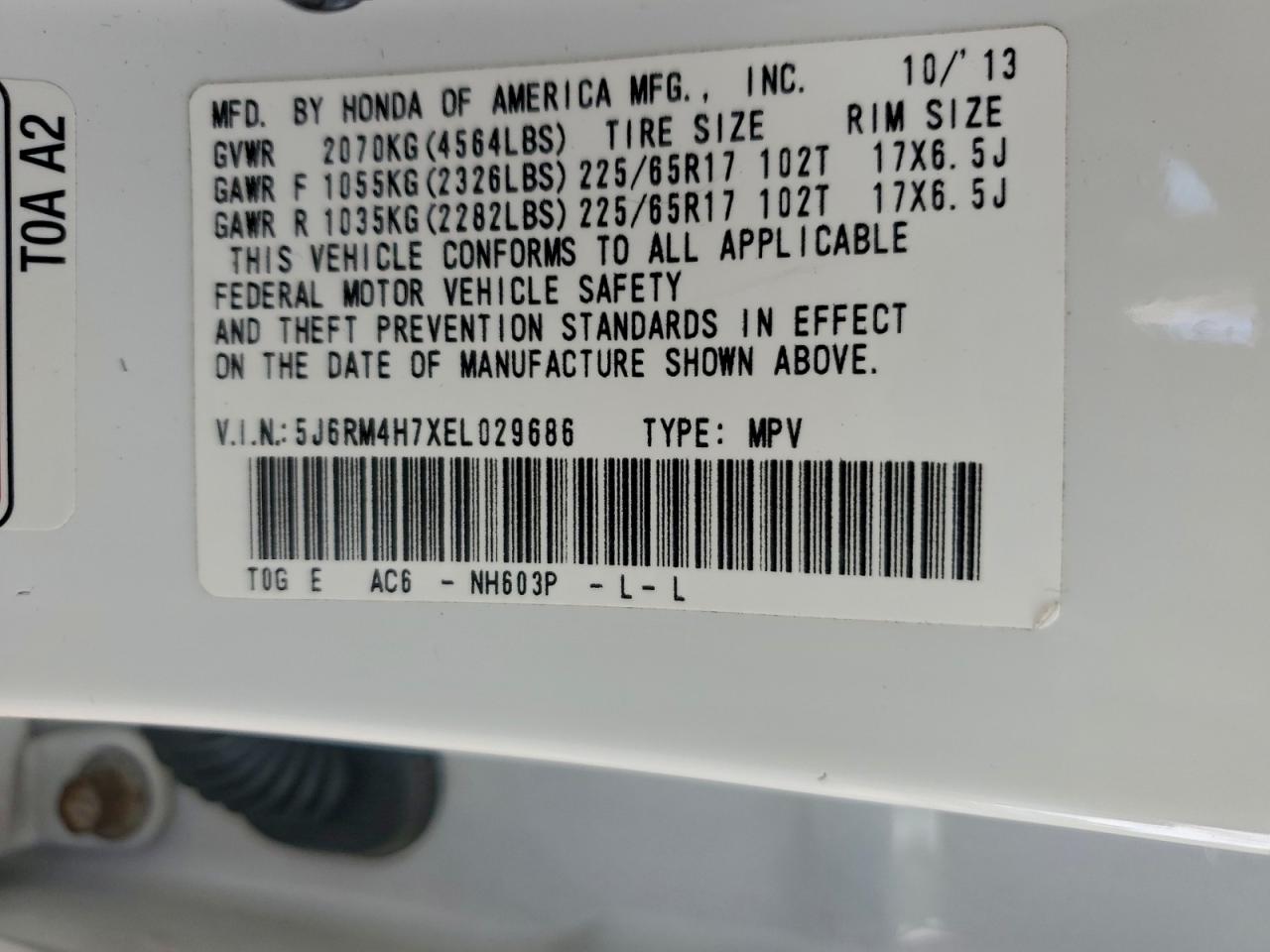 2014 HONDA CR-V EXL photo 13