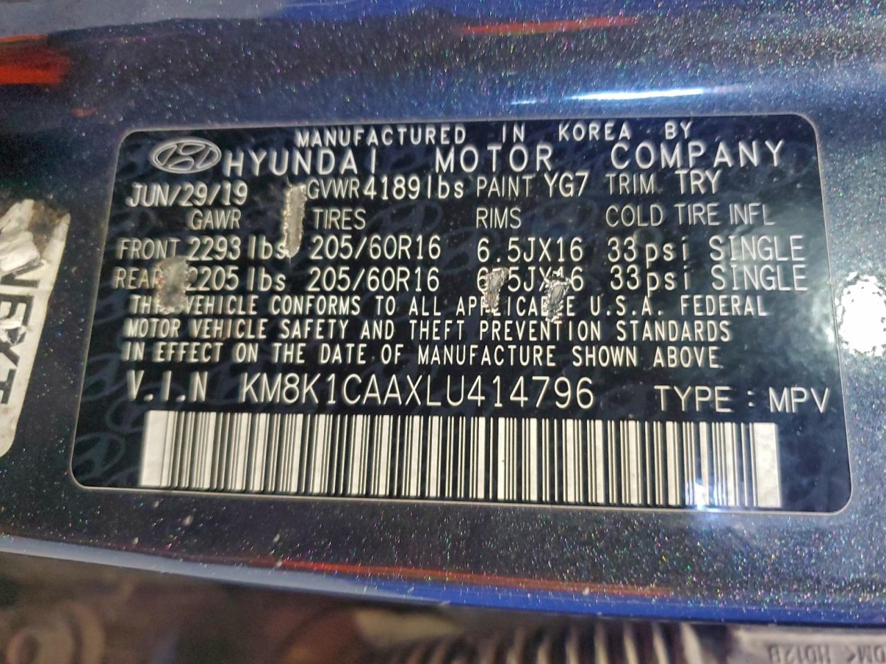 2020 HYUNDAI KONA SE photo 12