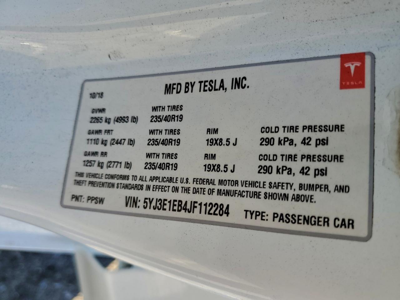 2018 TESLA MODEL 3 photo 12
