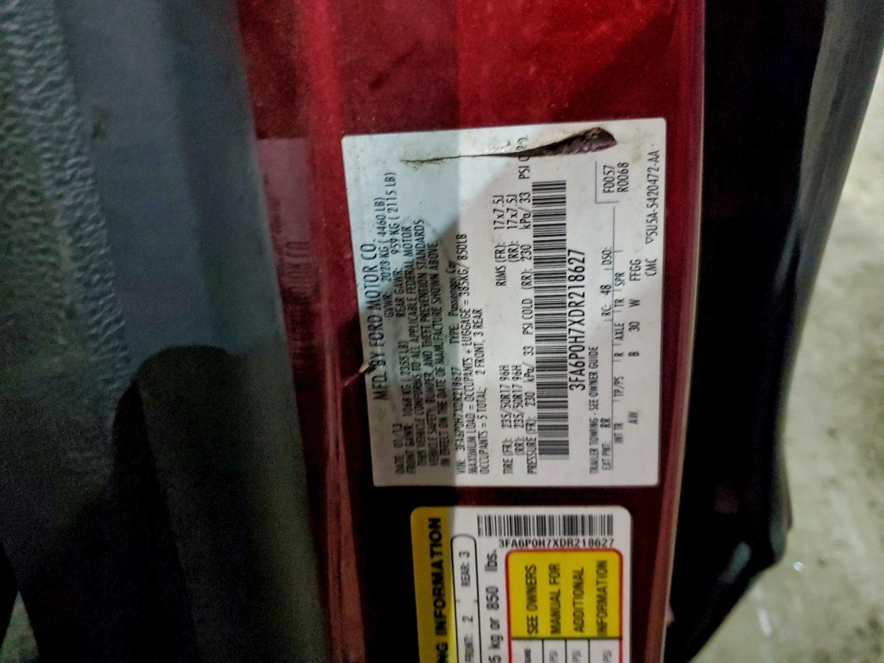 2013 FORD FUSION SE photo 12