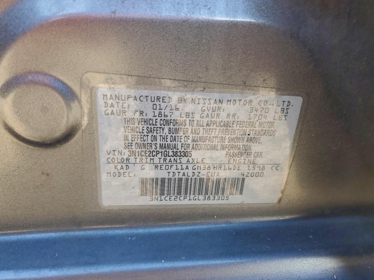 2016 NISSAN VERSA NOTE S photo 34