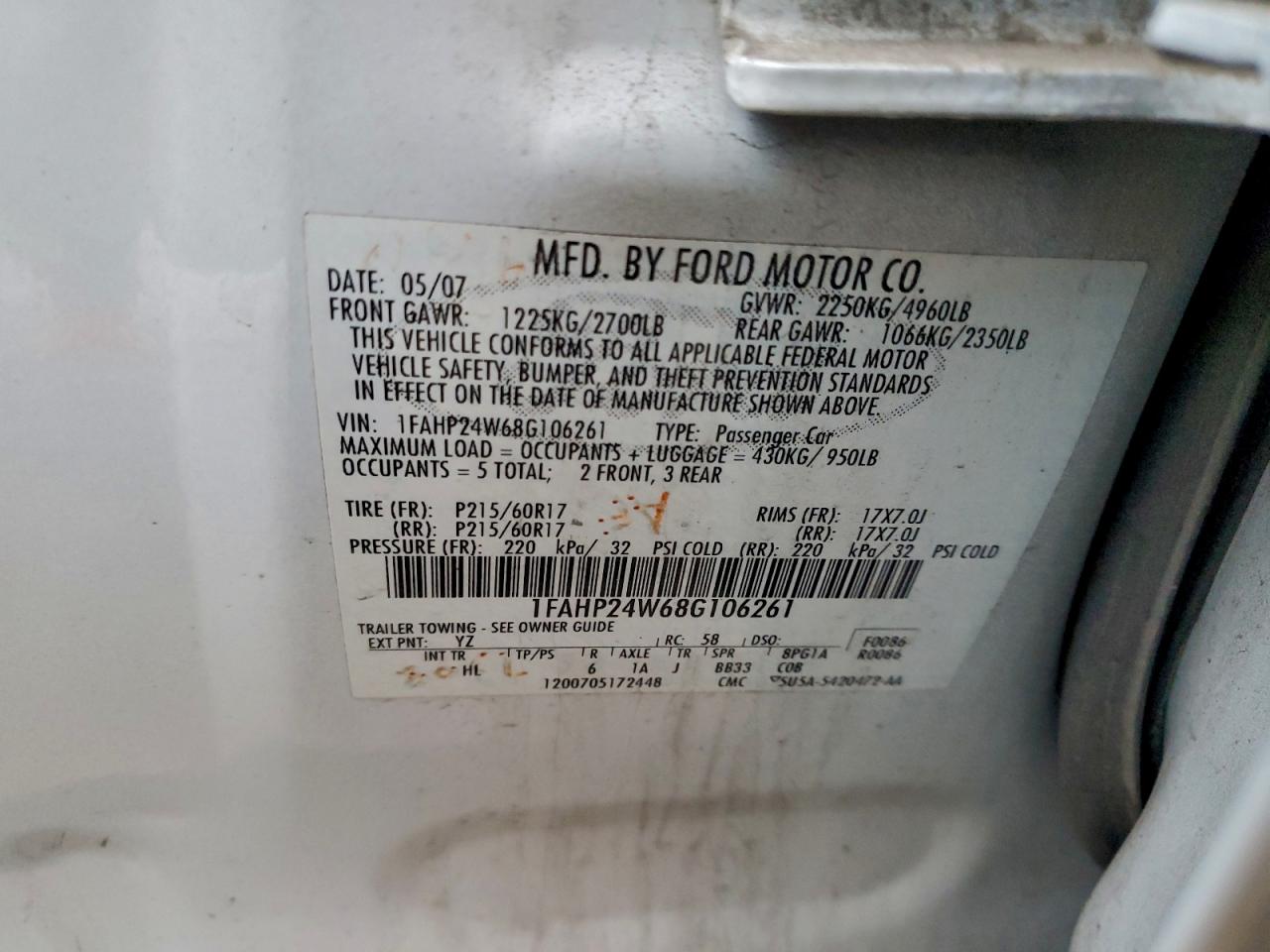 2008 FORD TAURUS SEL photo 12
