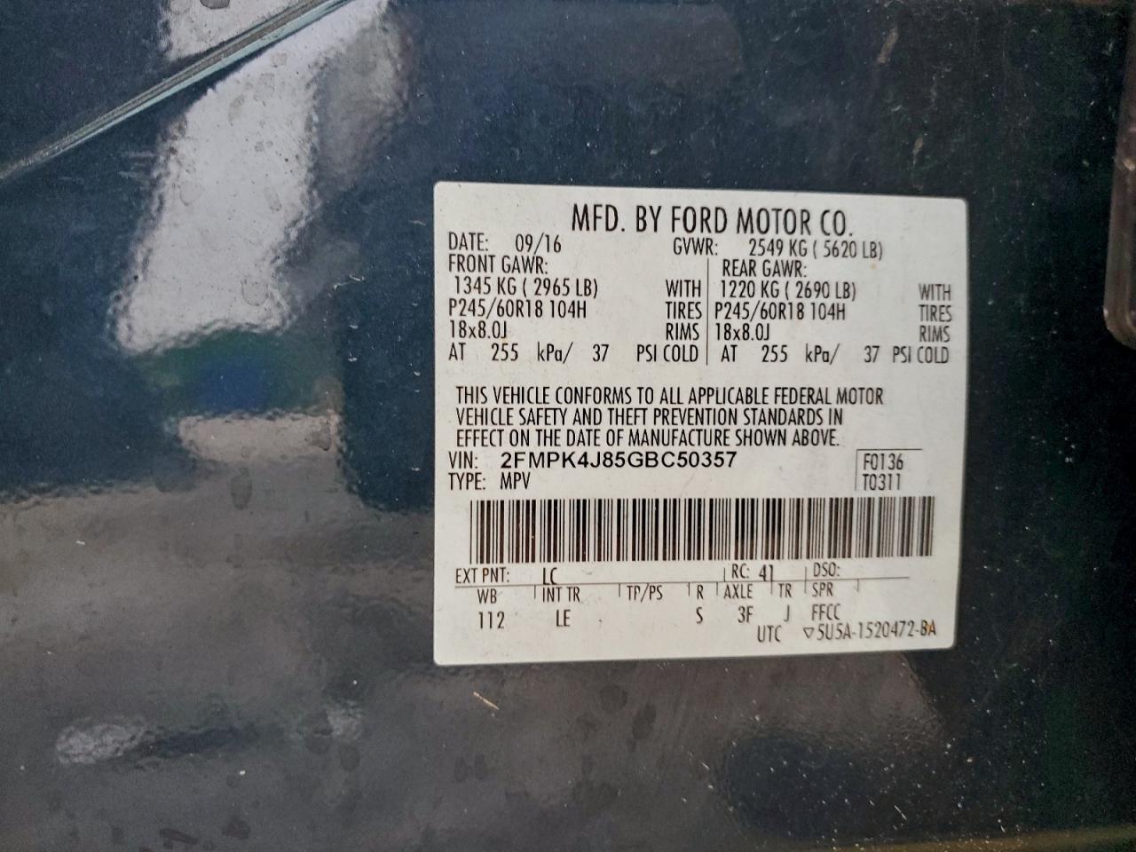 2016 FORD EDGE SEL photo 12