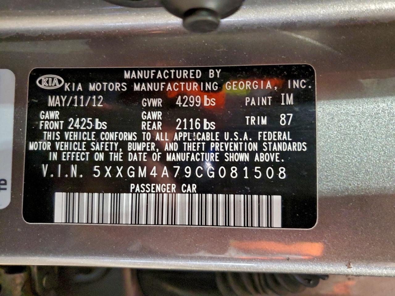 2012 KIA OPTIMA LX photo 13
