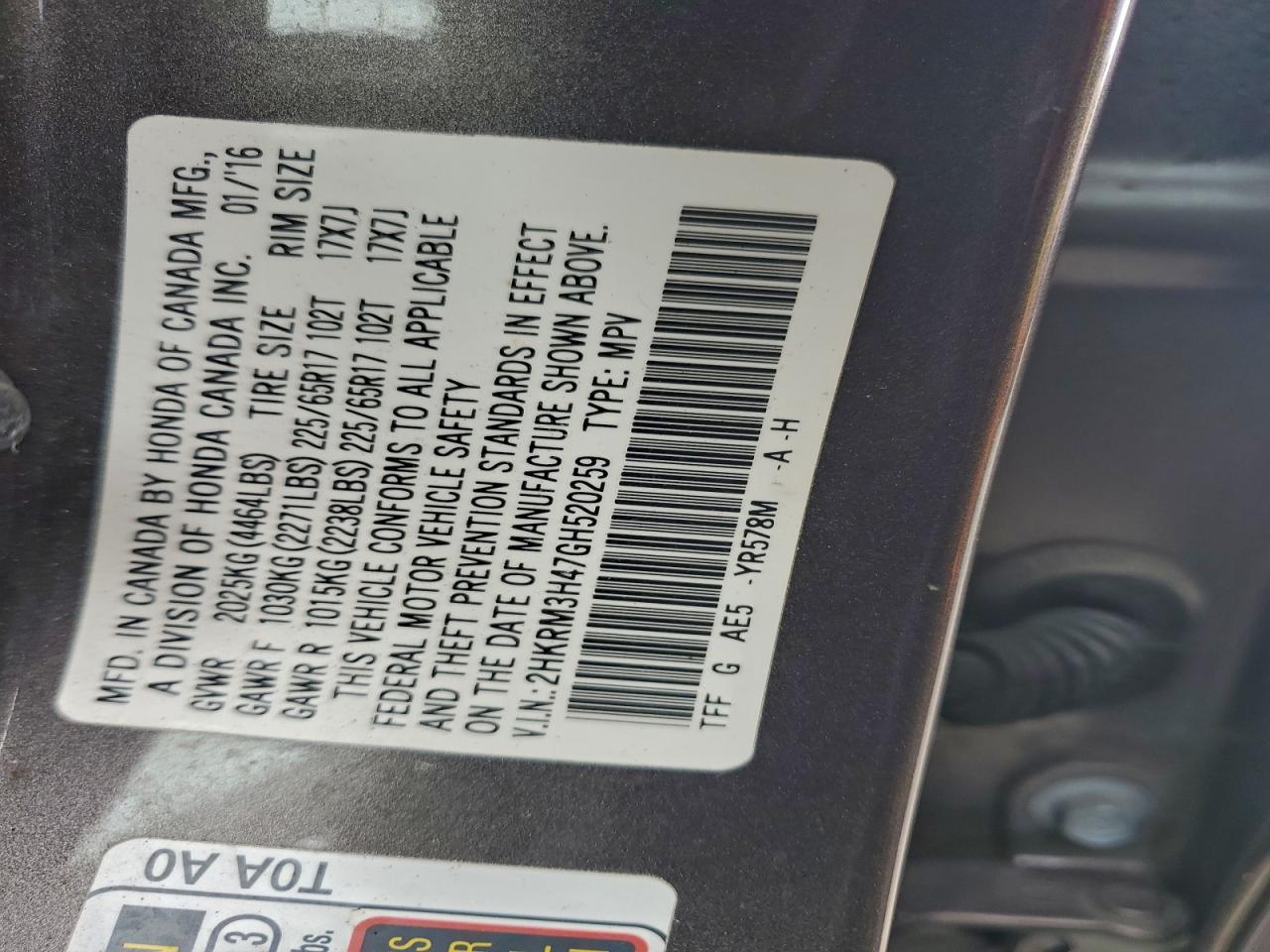 2016 HONDA CR-V SE photo 13