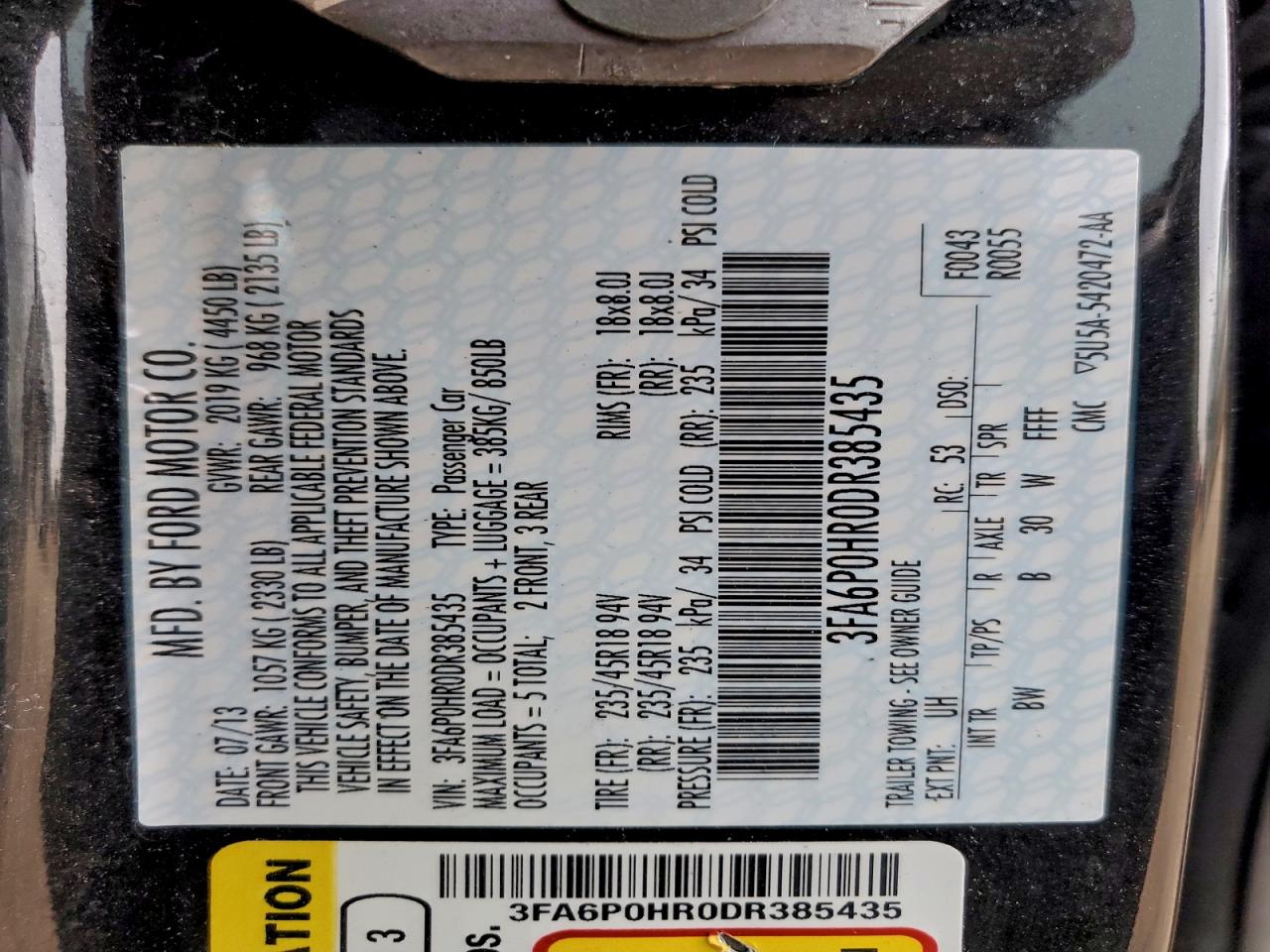 2013 FORD FUSION SE photo 12