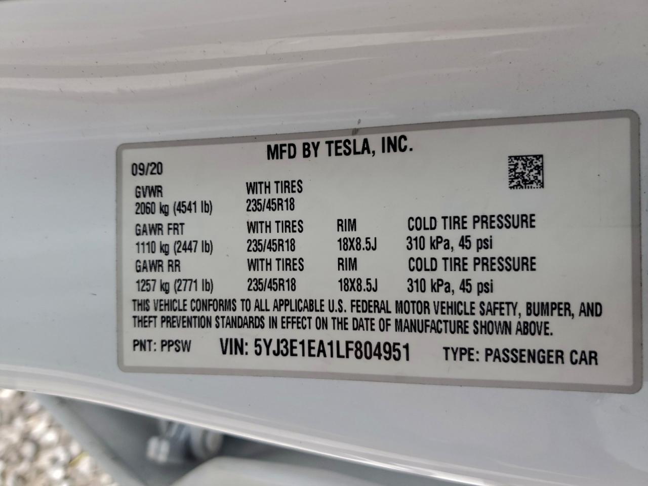 2020 TESLA MODEL 3 photo 23