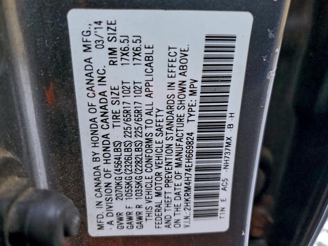 2014 HONDA CR-V EXL photo 14