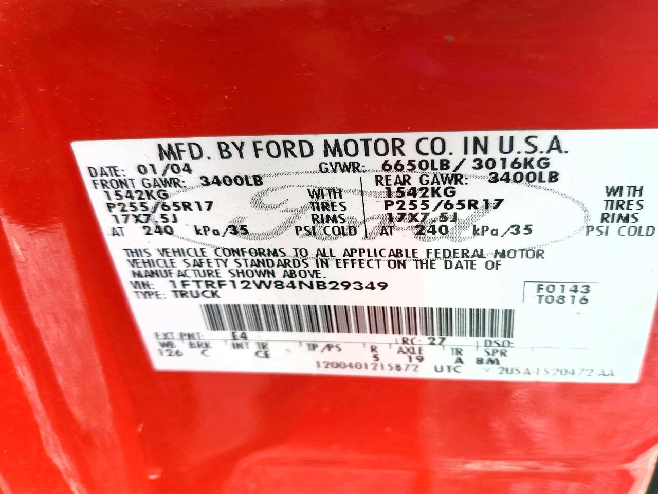 2004 FORD F150 photo 12