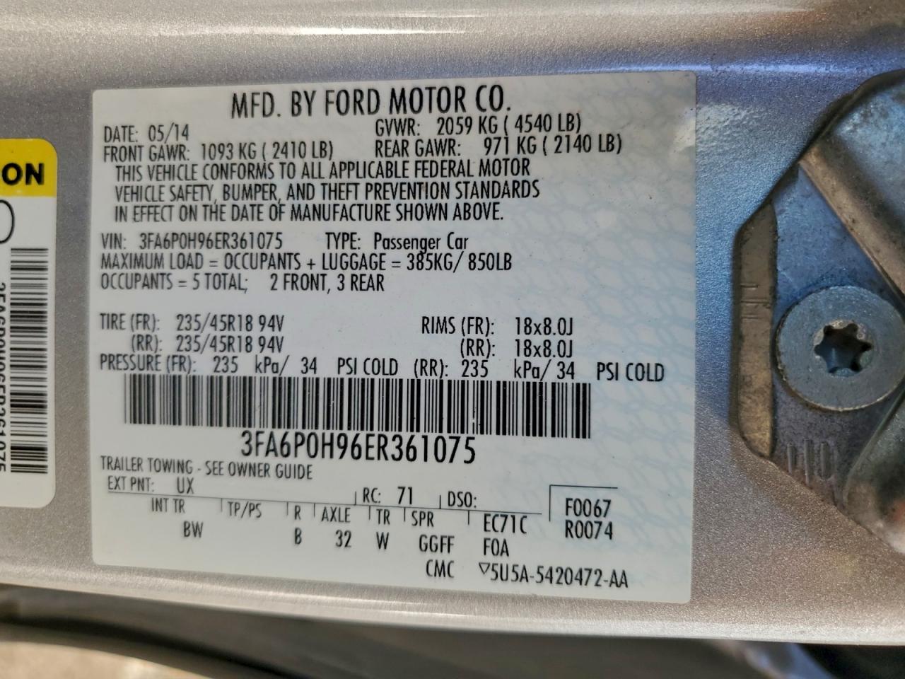 2014 FORD FUSION SE photo 12