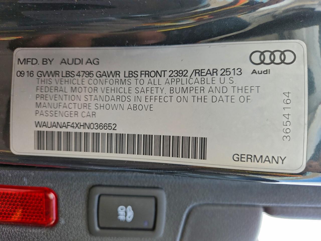 2017 AUDI A4 PREMIUM photo 12