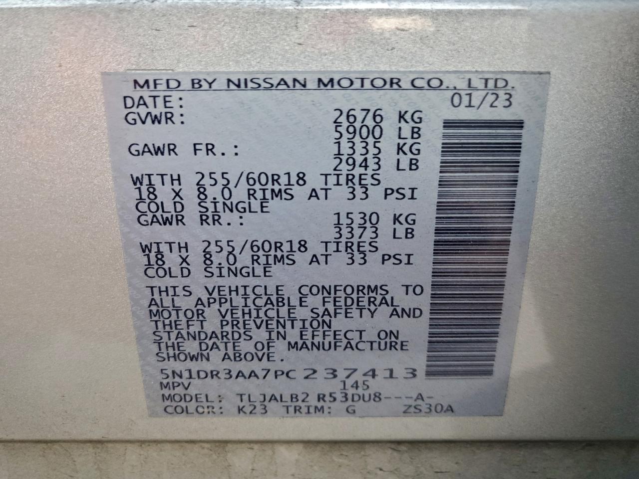 2023 NISSAN PATHFINDER S photo 13