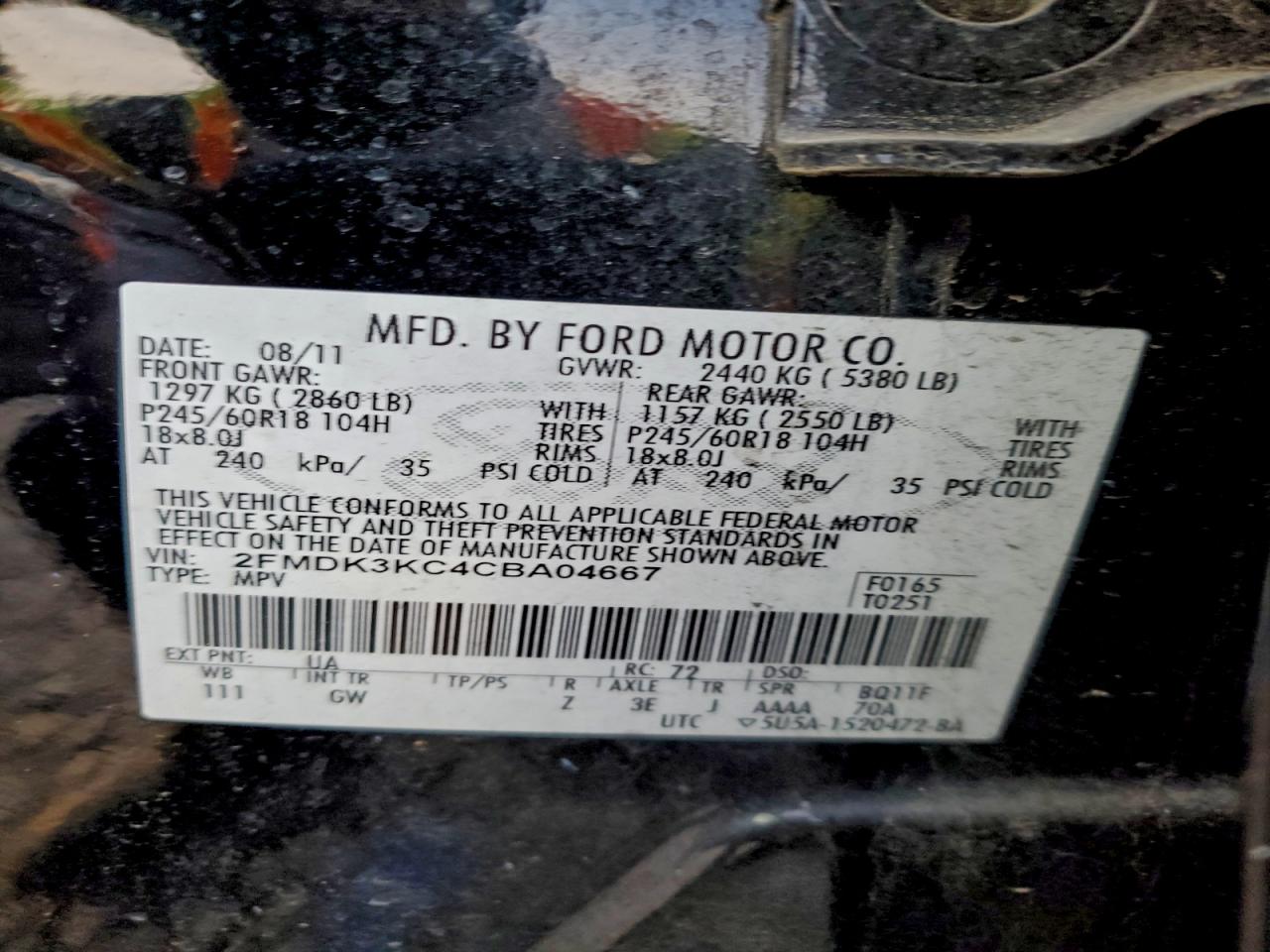 2012 FORD EDGE LIMITED photo 23