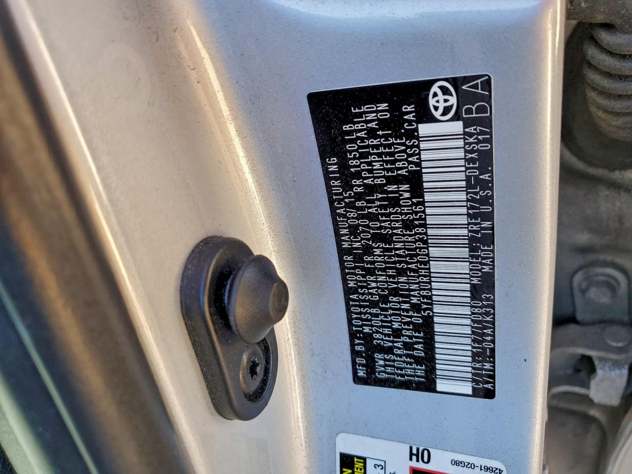 2016 TOYOTA COROLLA L photo 12