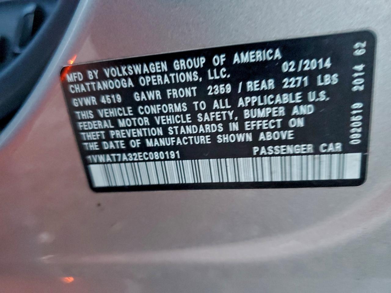 2014 VOLKSWAGEN PASSAT S photo 34