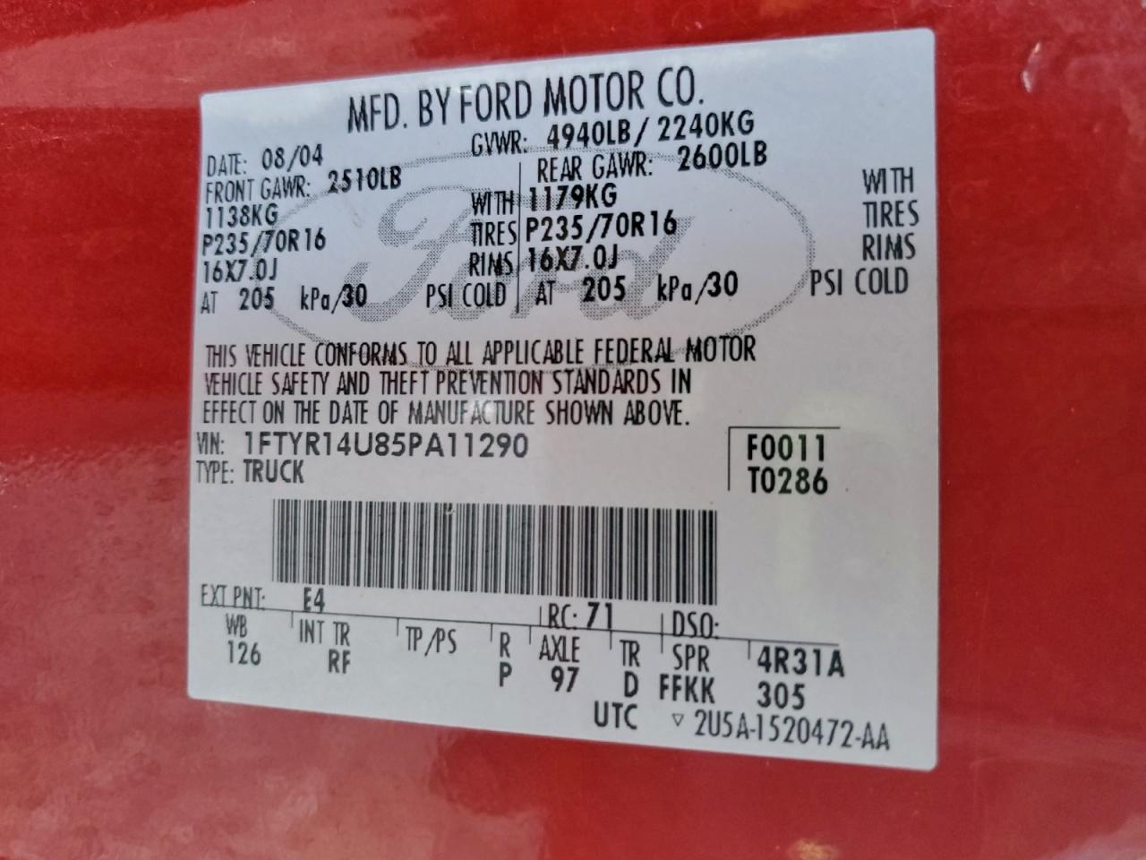 2005 FORD RANGER SUPER CAB photo 12