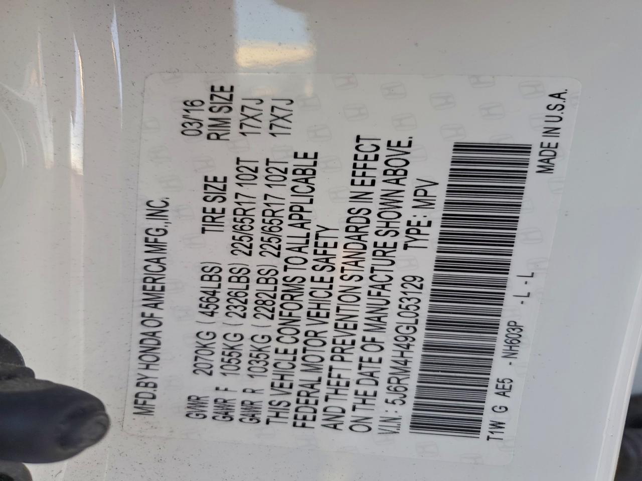 2016 HONDA CR-V SE photo 13