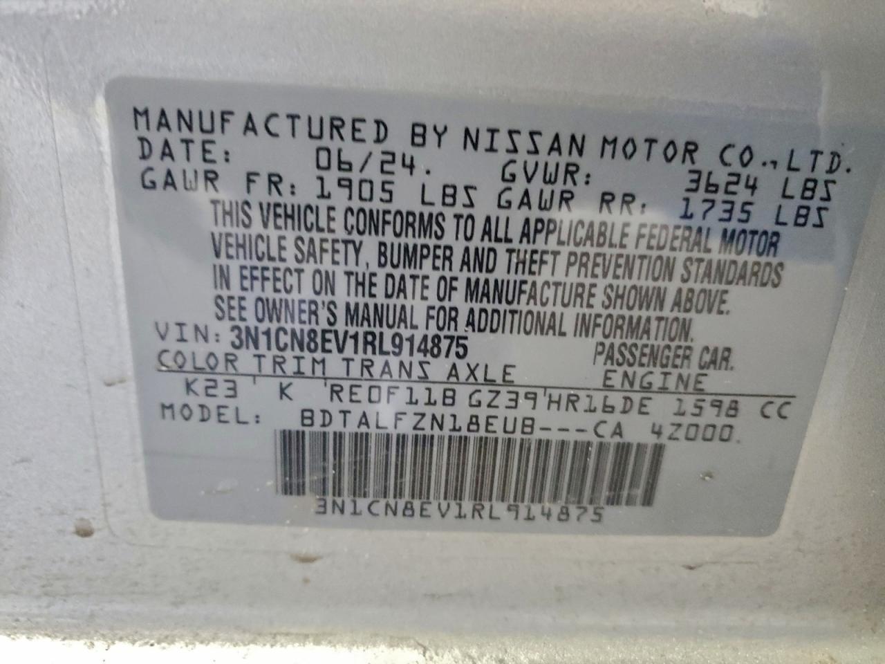 2024 NISSAN VERSA SV photo 12