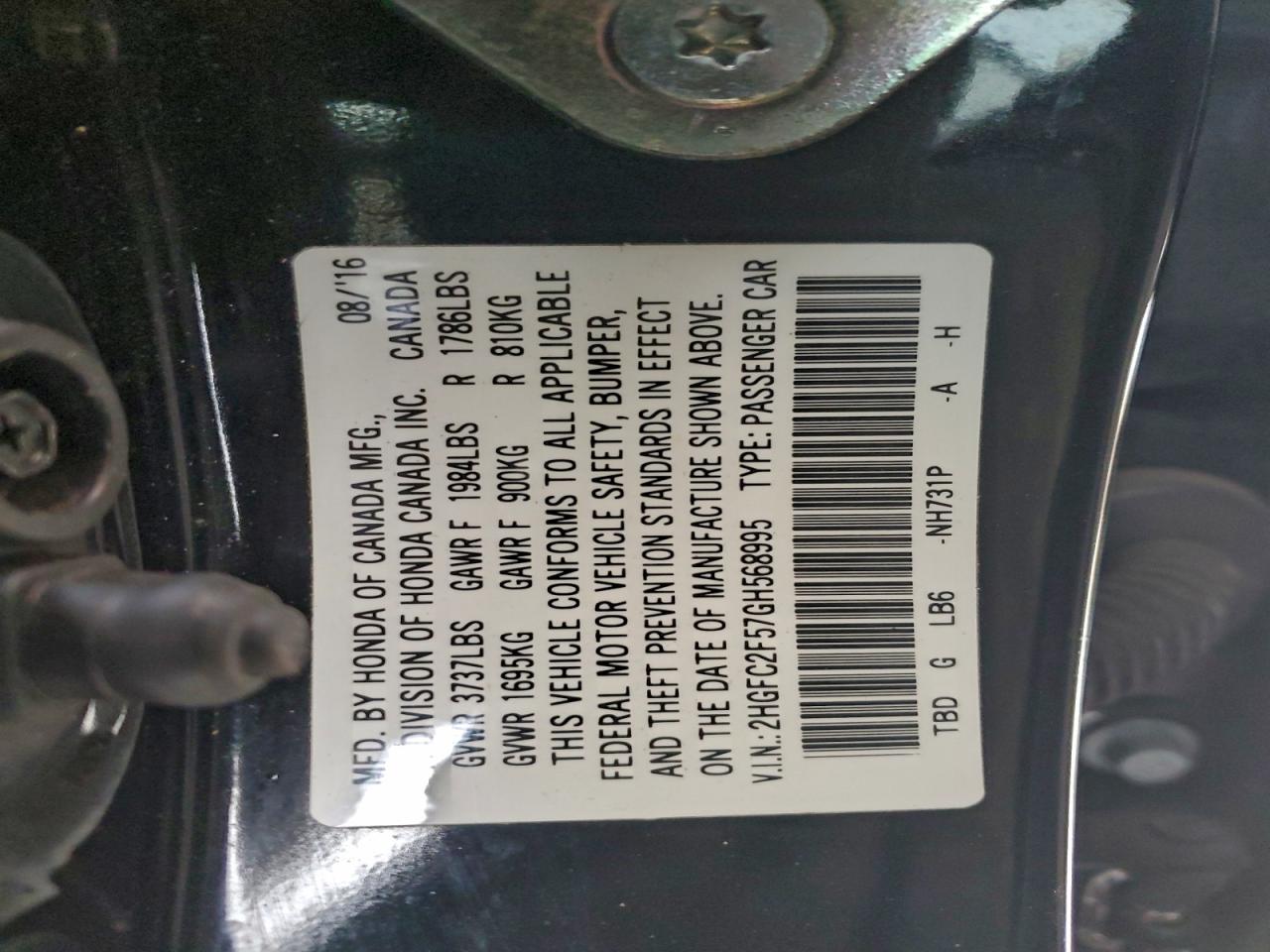 2016 HONDA CIVIC LX photo 12