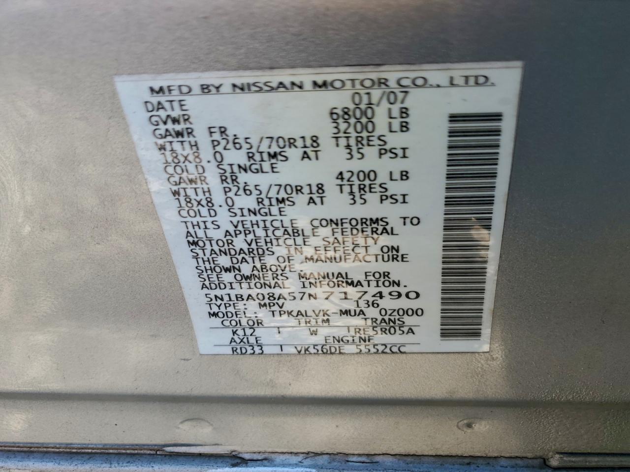 2007 NISSAN ARMADA SE photo 13