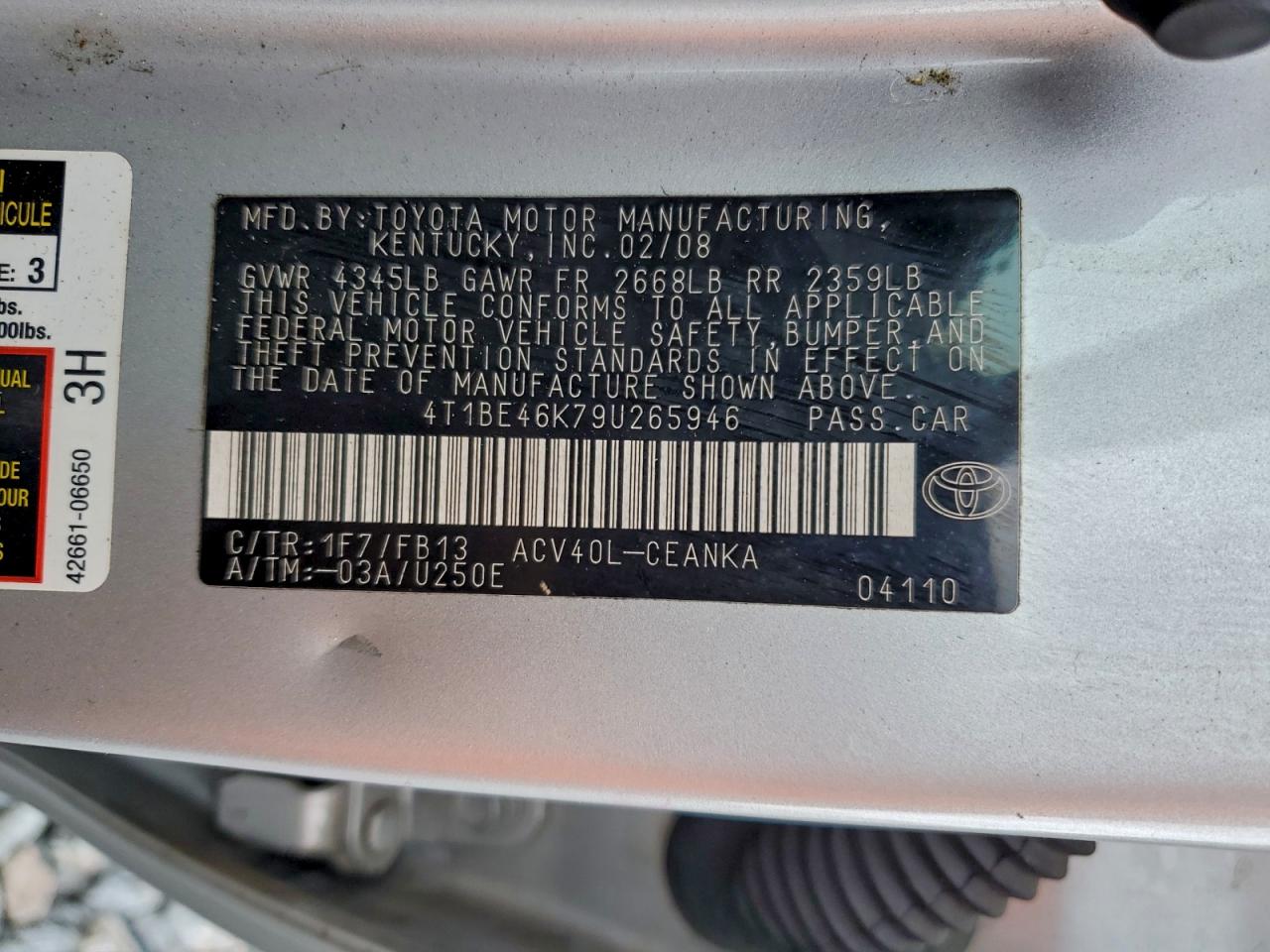 2009 TOYOTA CAMRY BASE photo 13