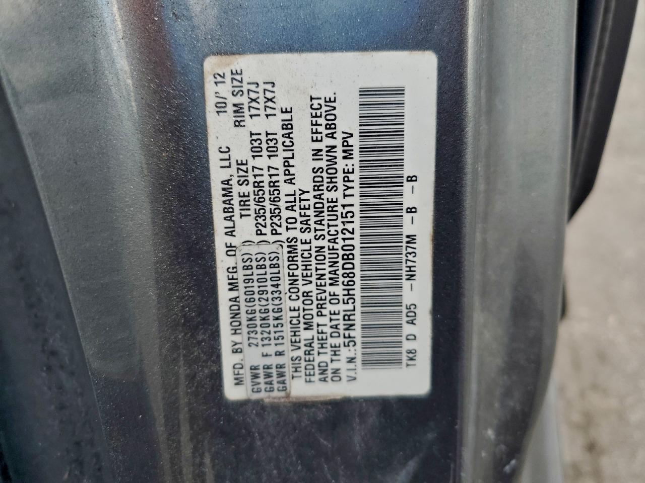 2013 HONDA ODYSSEY EXL photo 13