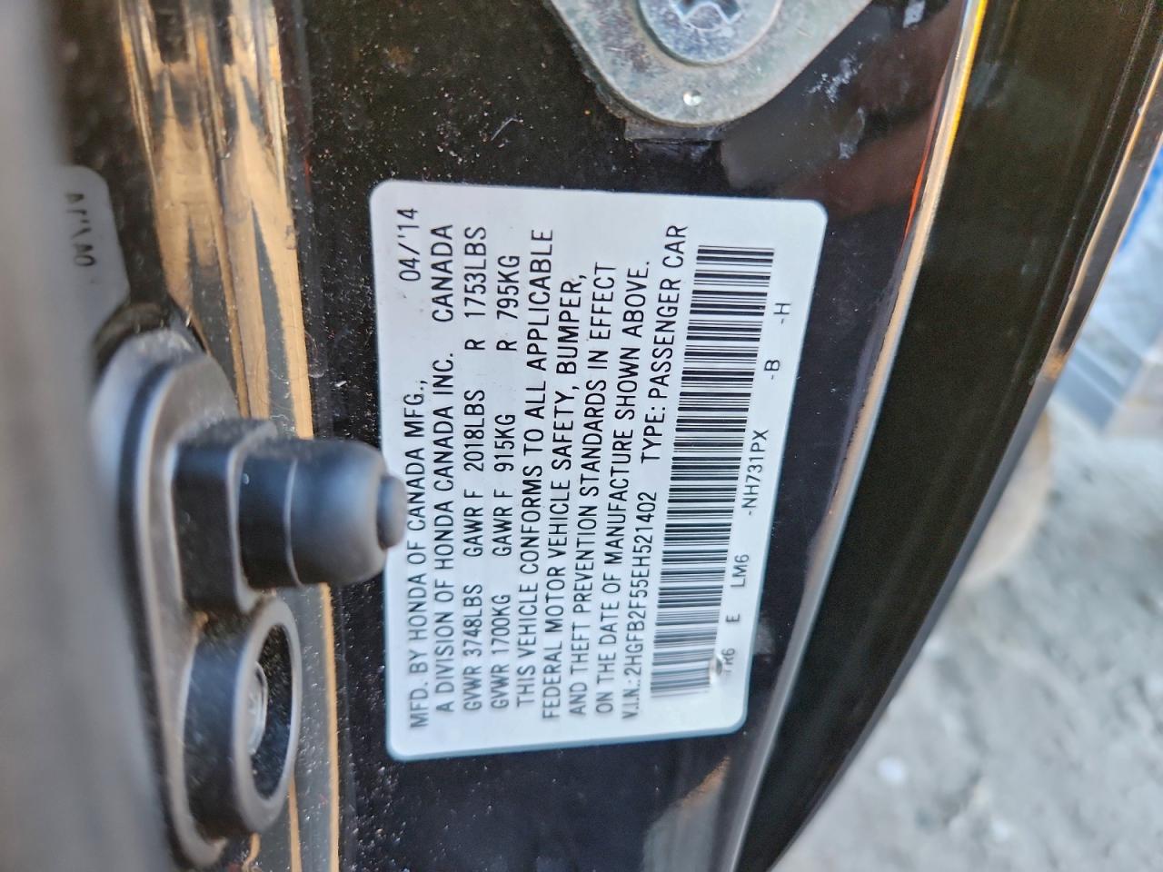 2014 HONDA CIVIC LX photo 12