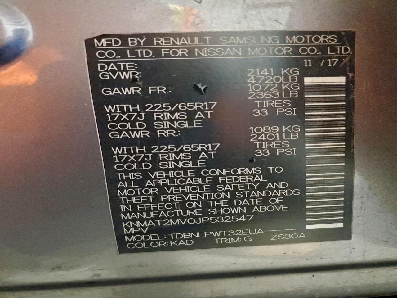 2018 NISSAN ROGUE S photo 14