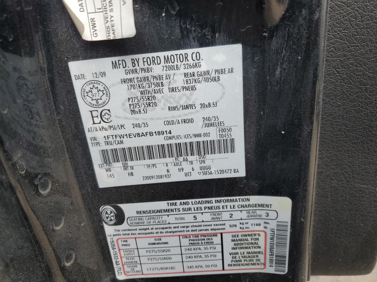 2010 FORD F150 SUPERCREW photo 12