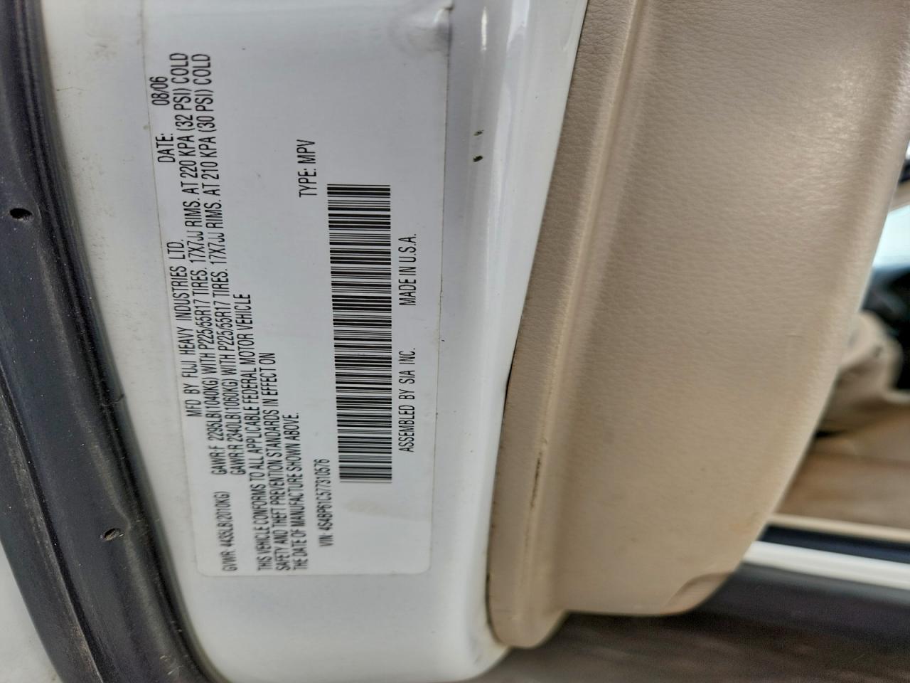 2007 SUBARU OUTBACK OUTBACK 2.5I photo 12