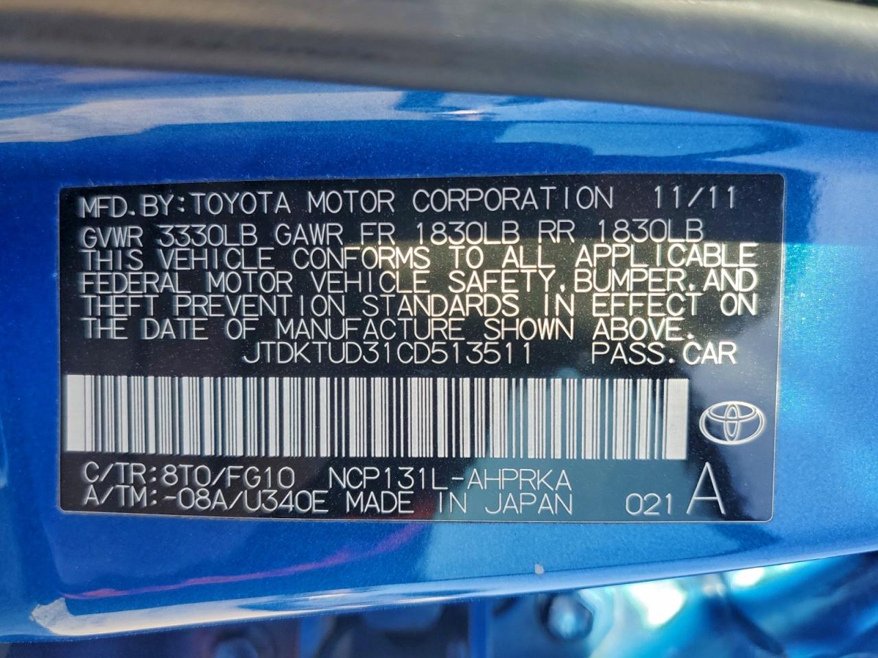 2012 TOYOTA YARIS photo 12