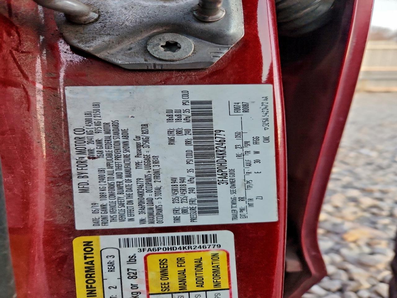 2019 FORD FUSION SE photo 12